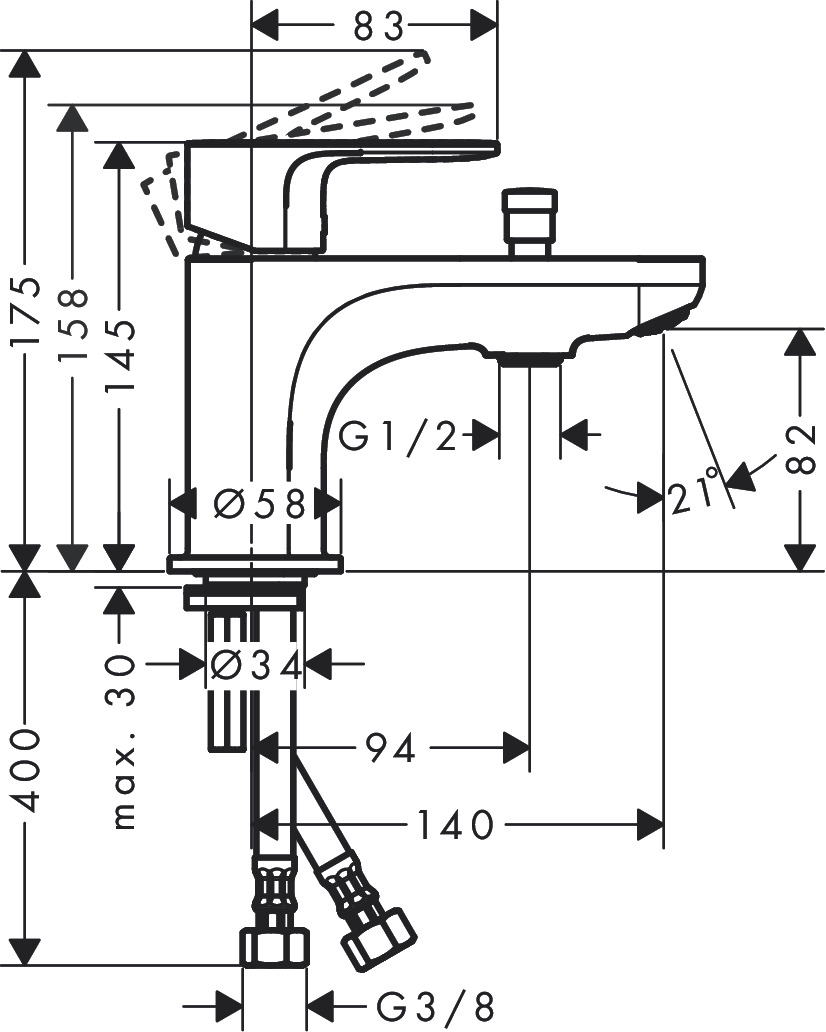 Hansgrohe Rebris S Monotrou 72436000 Габаритні розміри