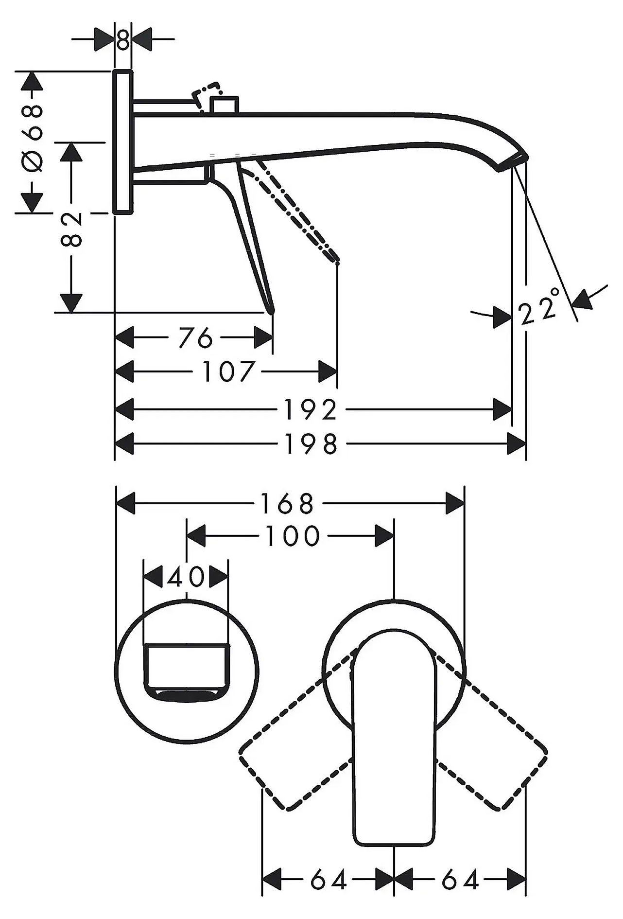 Hansgrohe Vivenis 75050670 Габаритные размеры