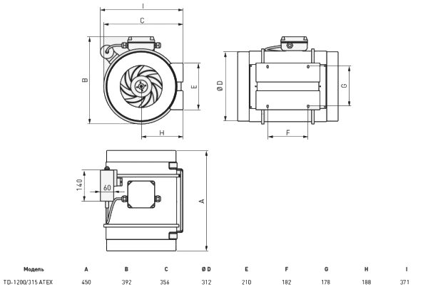 Soler&Palau TD-1200/315 (EXEIIT3) Габаритні розміри