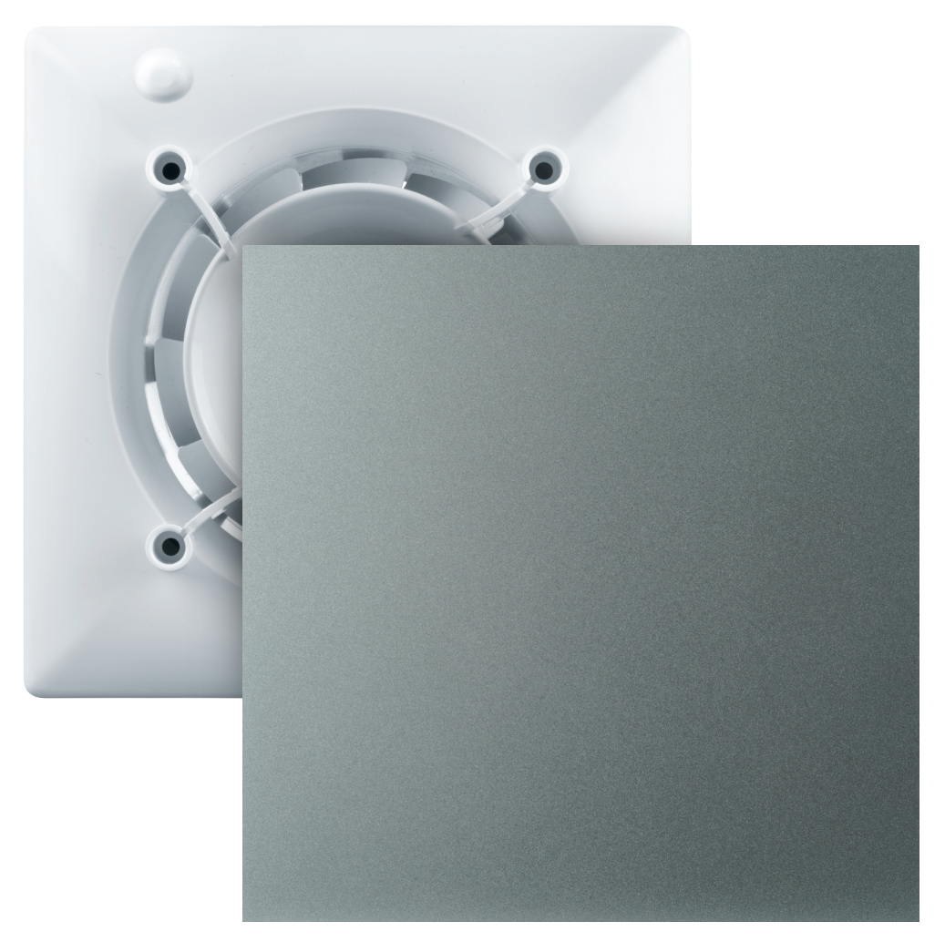 Серый вытяжной вентилятор Вентс 100 Эйс + ФП 180 Плейн металлик