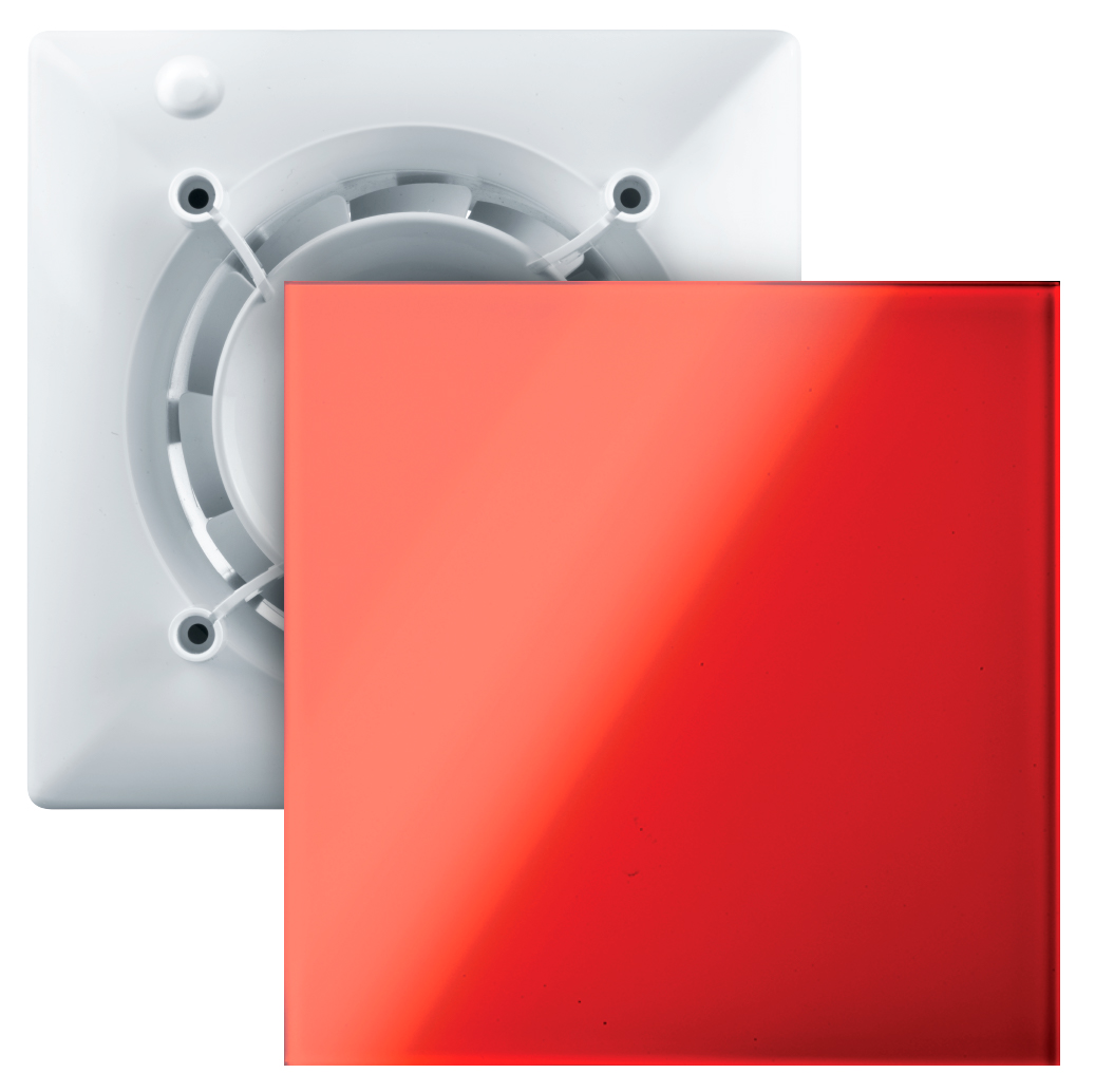 Вытяжной вентилятор с панелью Вентс 100 Эйс + ФПА 160 Глас-1 красный