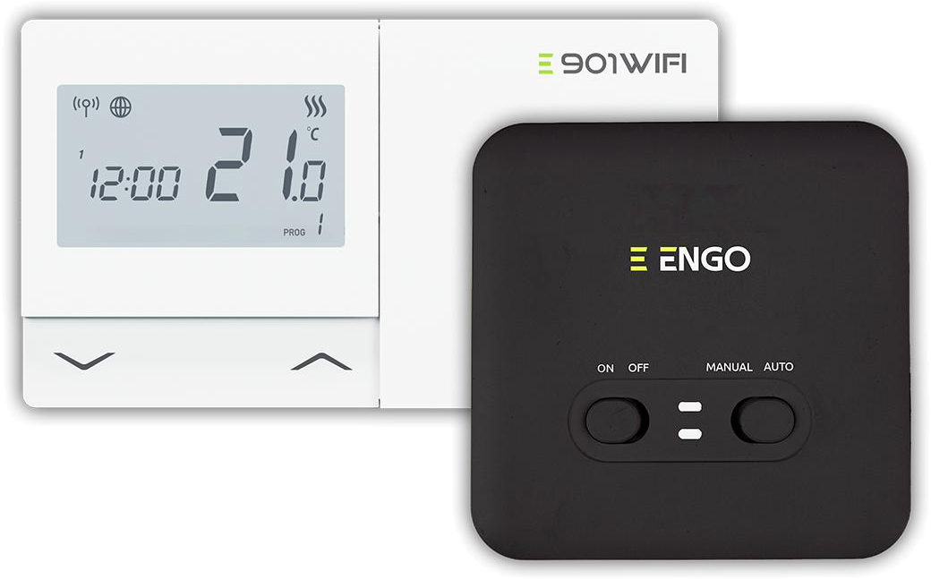 Терморегулятор черного цвета для теплого пола Engo Controls E901WIFI