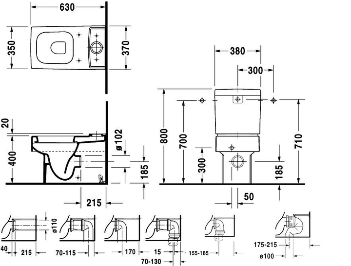 Duravit Vero 2116090000 Габаритні розміри