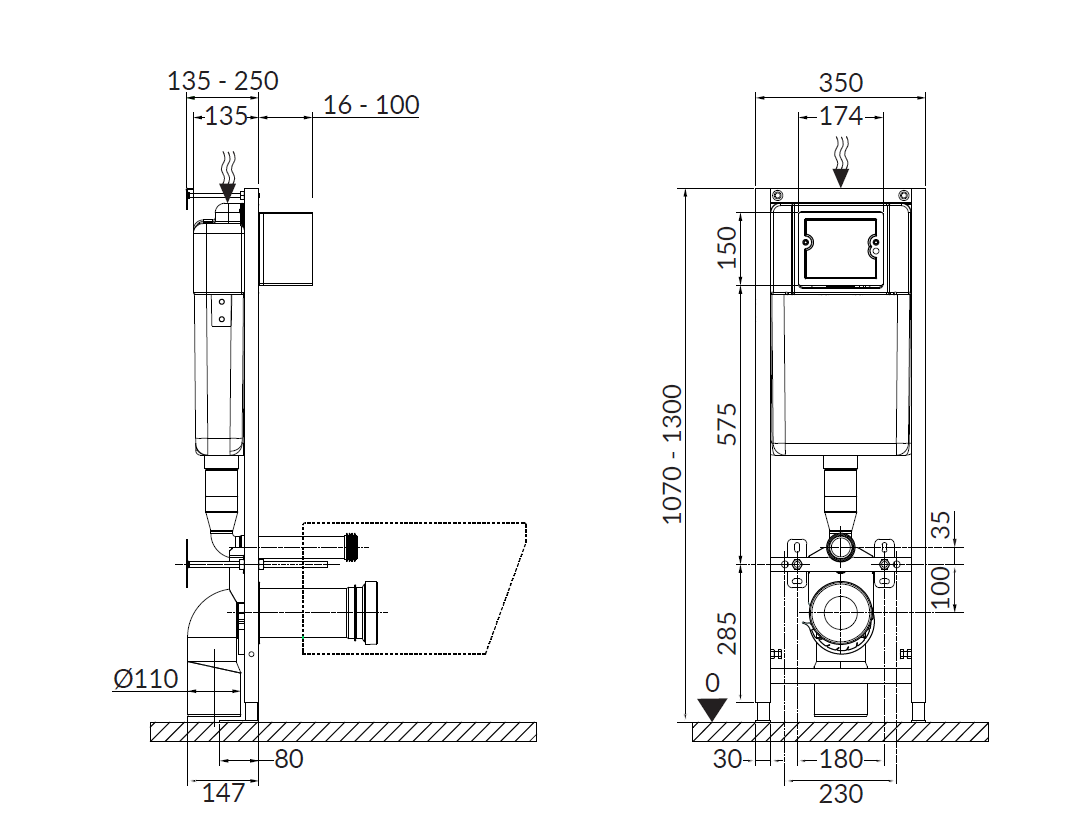 Cersanit Tech Line Base K97-491 Габаритные размеры