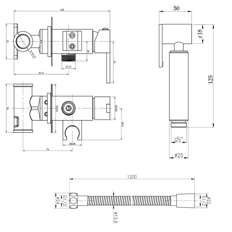 Qtap Inspai-Varius QTINSVARCRMV00440201 Chrome Габаритные размеры