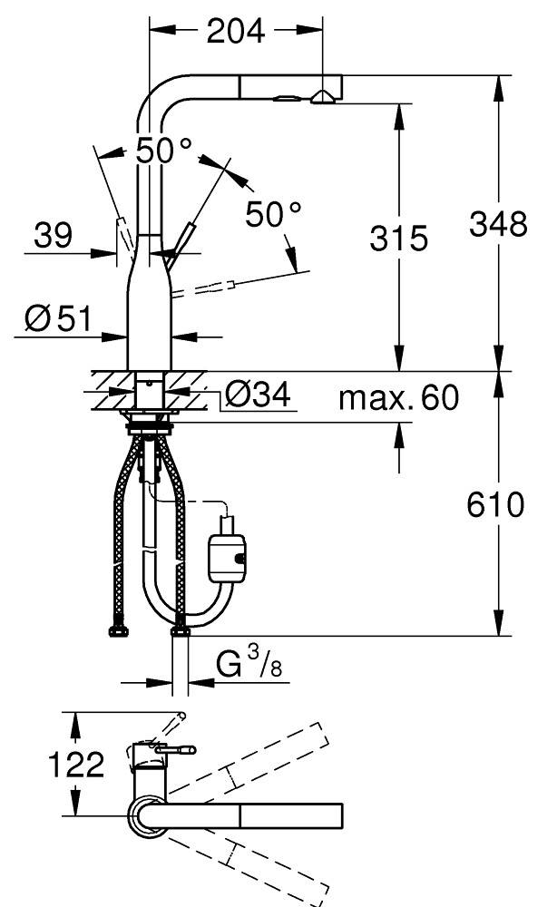 Grohe Essence 30270GN0 Габаритні розміри