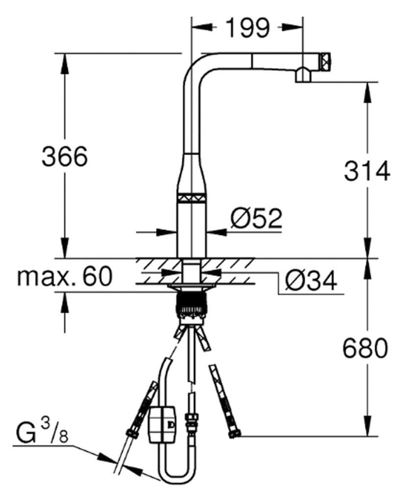 Grohe Essence Smart Control 31615AL0 Габаритні розміри