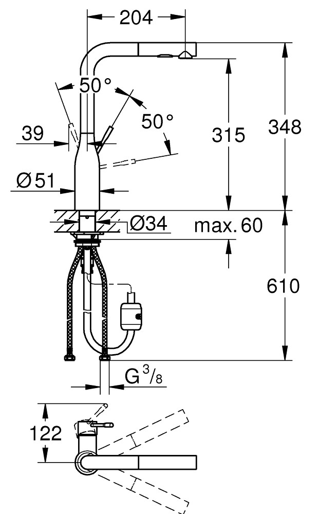 Grohe Accent 30432000 Габаритні розміри