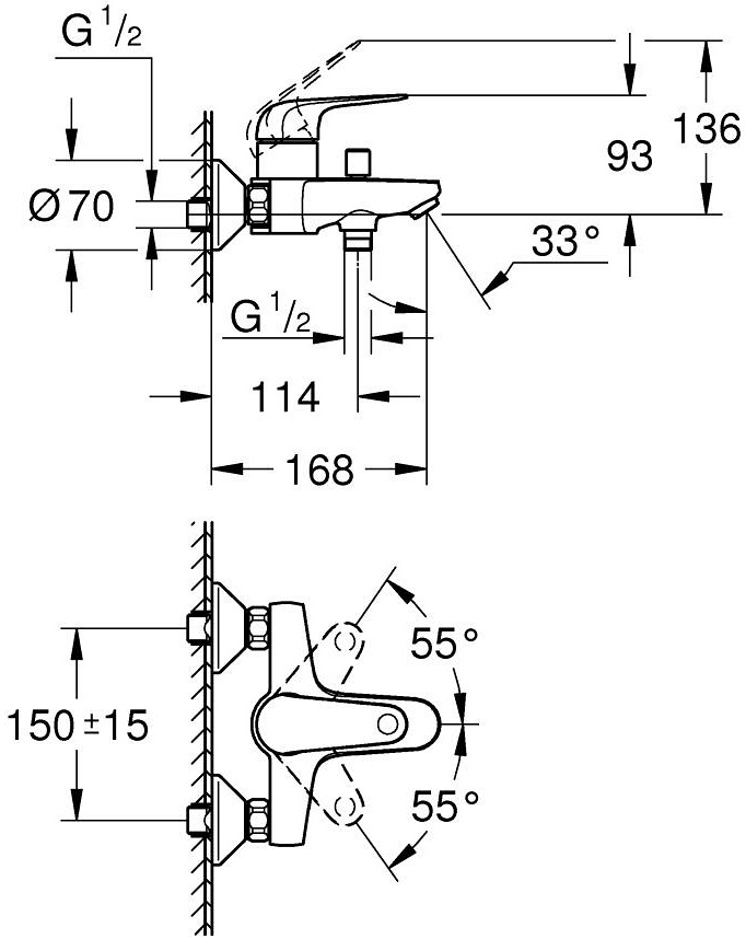 Grohe QuickFix Swift (24335001) Габаритні розміри