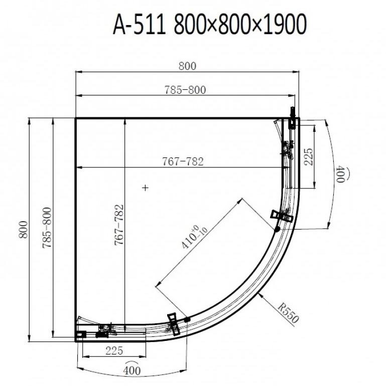 Dusel A-511 80x80x190 шиншилла Габаритные размеры