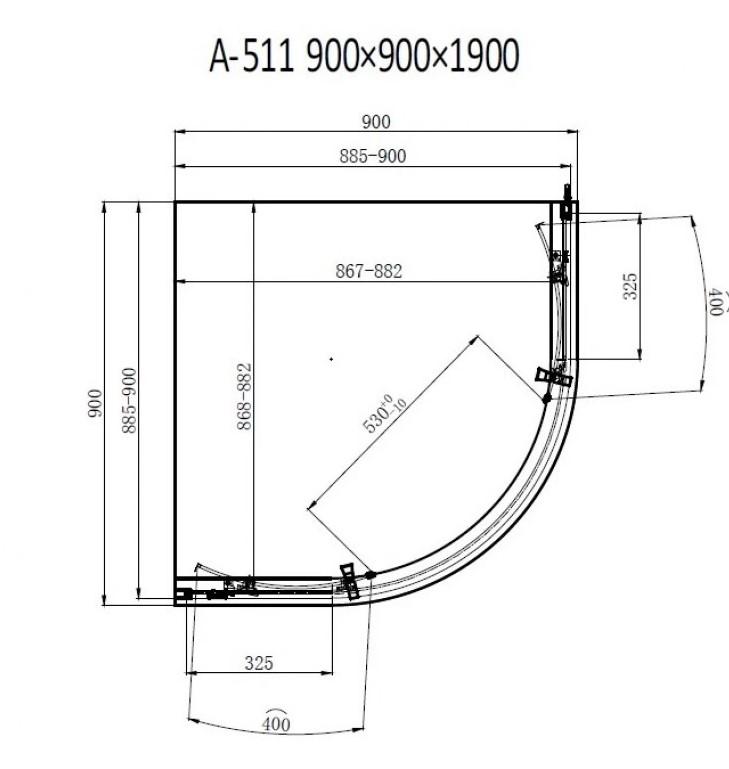 Dusel A-511 100x100x190 шиншилла Габаритные размеры