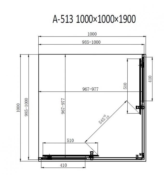 Dusel A-513 100x100x190 тонированное Габаритные размеры