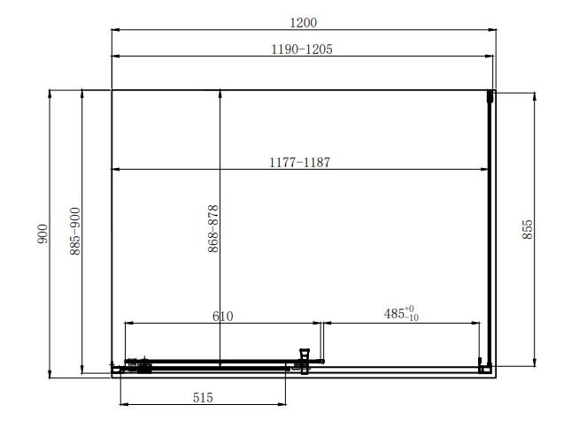 Dusel A-515 120x90x190 прозрачное Габаритные размеры