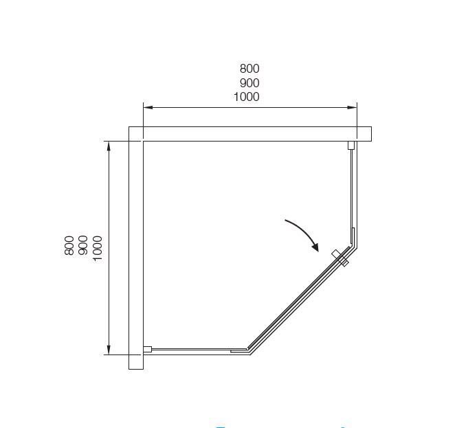 Dusel А-1104 прозоре 90x90x190 Габаритні розміри