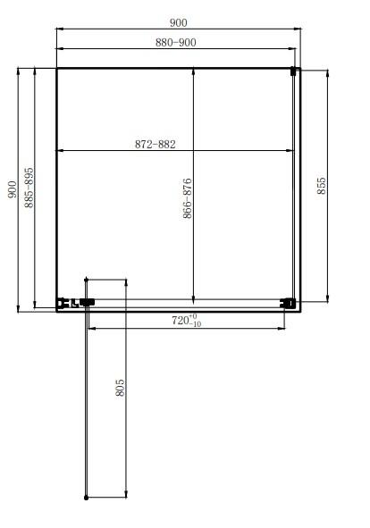 Dusel DL198 + DL196 Chrome 900x900x1900 Габаритні розміри