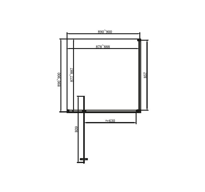 Dusel DL198BP+DL196BP Black Matt Paint 900x900x1900 Габаритные размеры