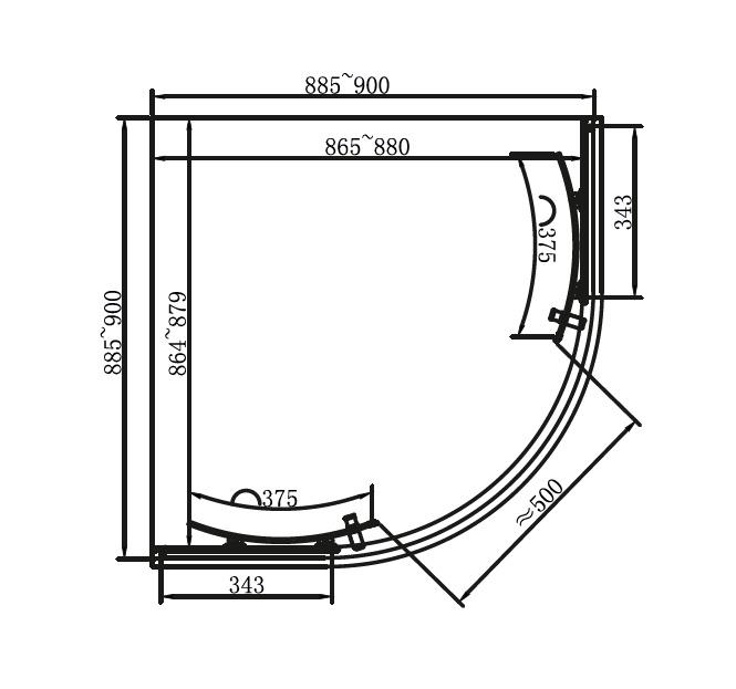 Dusel EF-182B Black Matt 90x90 Габаритные размеры