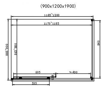 Dusel EF-185BP+EF181BP Black Matt Paint 1200x900x1900 Габаритные размеры