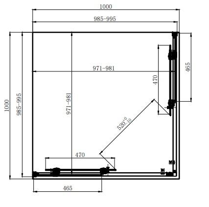 Dusel DSL194 Chrome 1000x1000x1900 Габаритные размеры