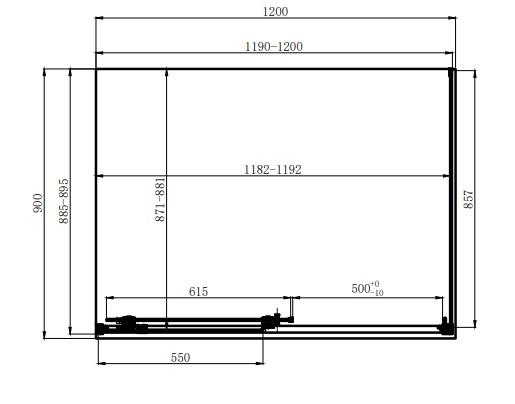 Dusel DSL191 + DSL195 Chrome 1200x900x1900 Габаритні розміри