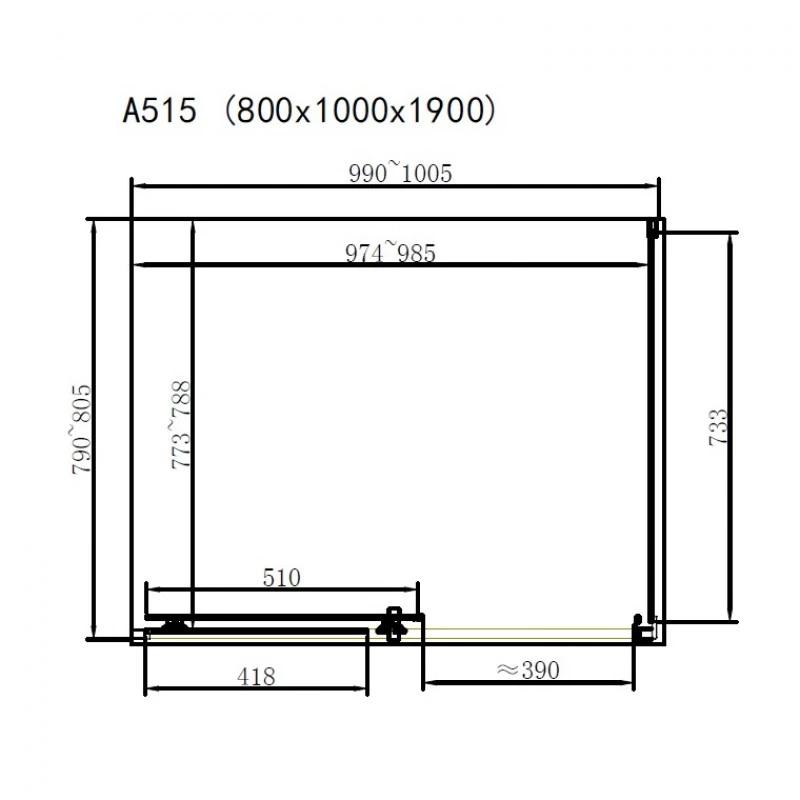 Dusel A-515 100x80x190 прозоре Габаритні розміри