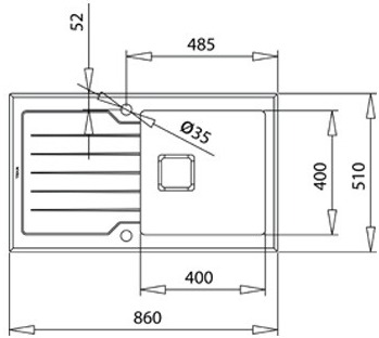 Teka DIAMOND 1B 1D 86 BK (115100011) Габаритні розміри