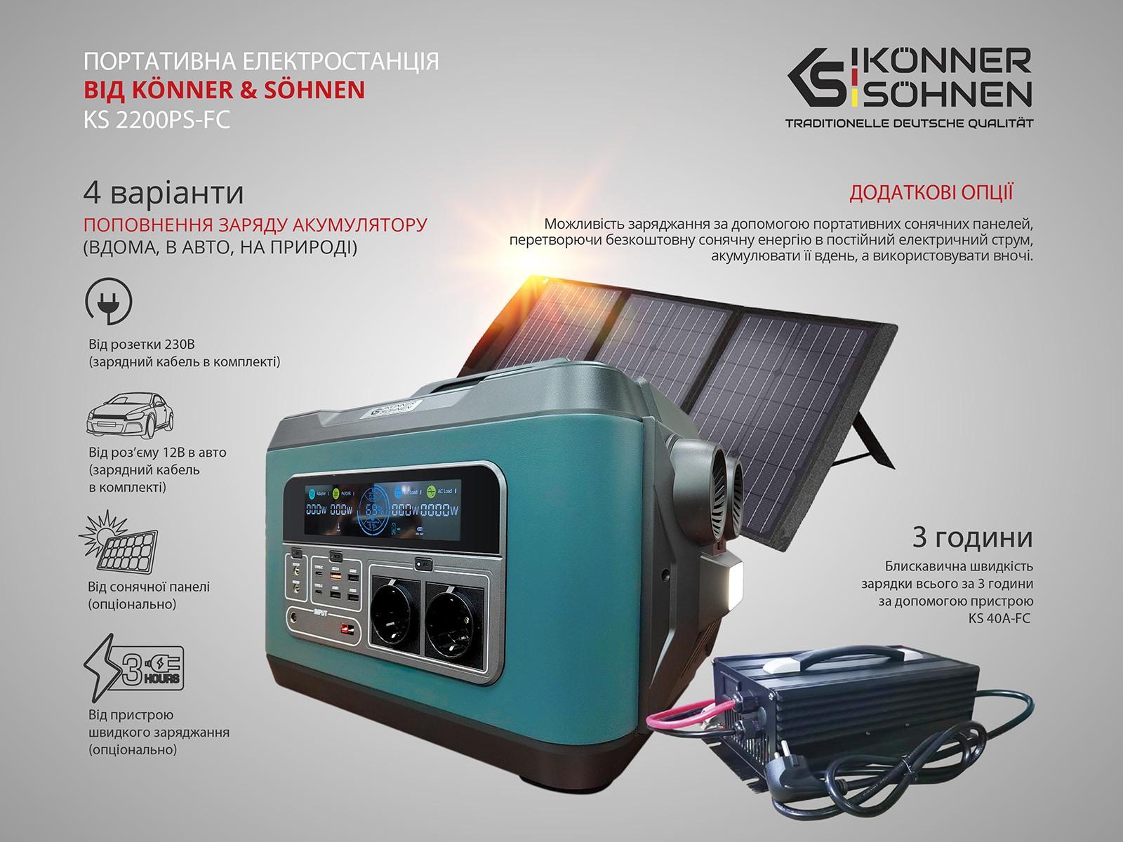 Портативна зарядна станція Konner&Sohnen KS 2200PS-FC огляд - фото 11