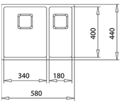 Teka FLEXLINEA RS15 2B 580 (115030010) Габаритні розміри