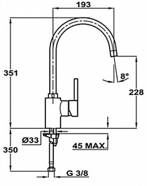 Teka Alaior-XL H (ARK 915) (239151200) хром Габаритні розміри