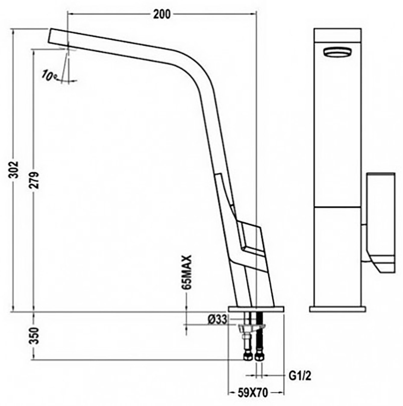 Teka Icon H (IC 915) (33915020N) ультрачерный Габаритні розміри