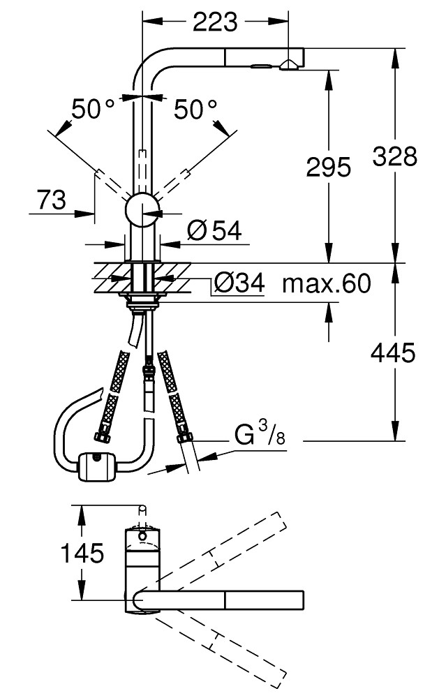 Grohe Minta 30274DA0 Габаритні розміри