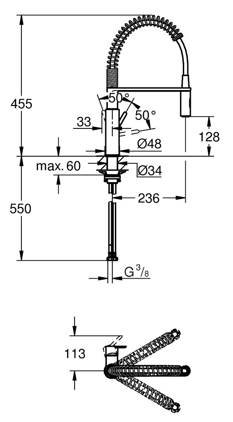 Grohe Via Cosmo 30614DC0 Габаритні розміри