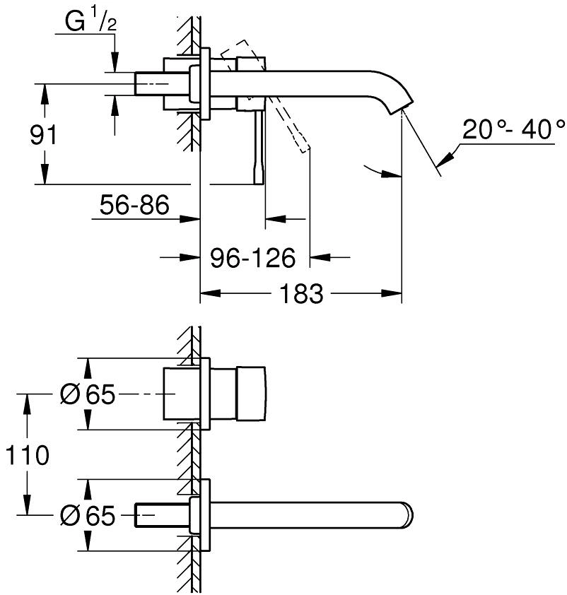 ᐉ Смеситель для раковины на два отверстия Grohe Essence M-Size 29192001 ...