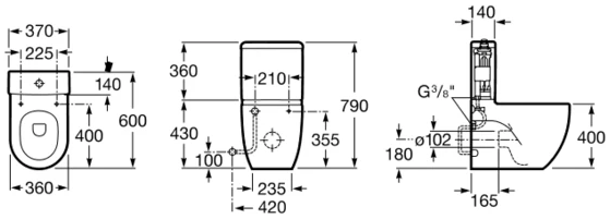 Roca Meridian A341242000 Габаритные размеры