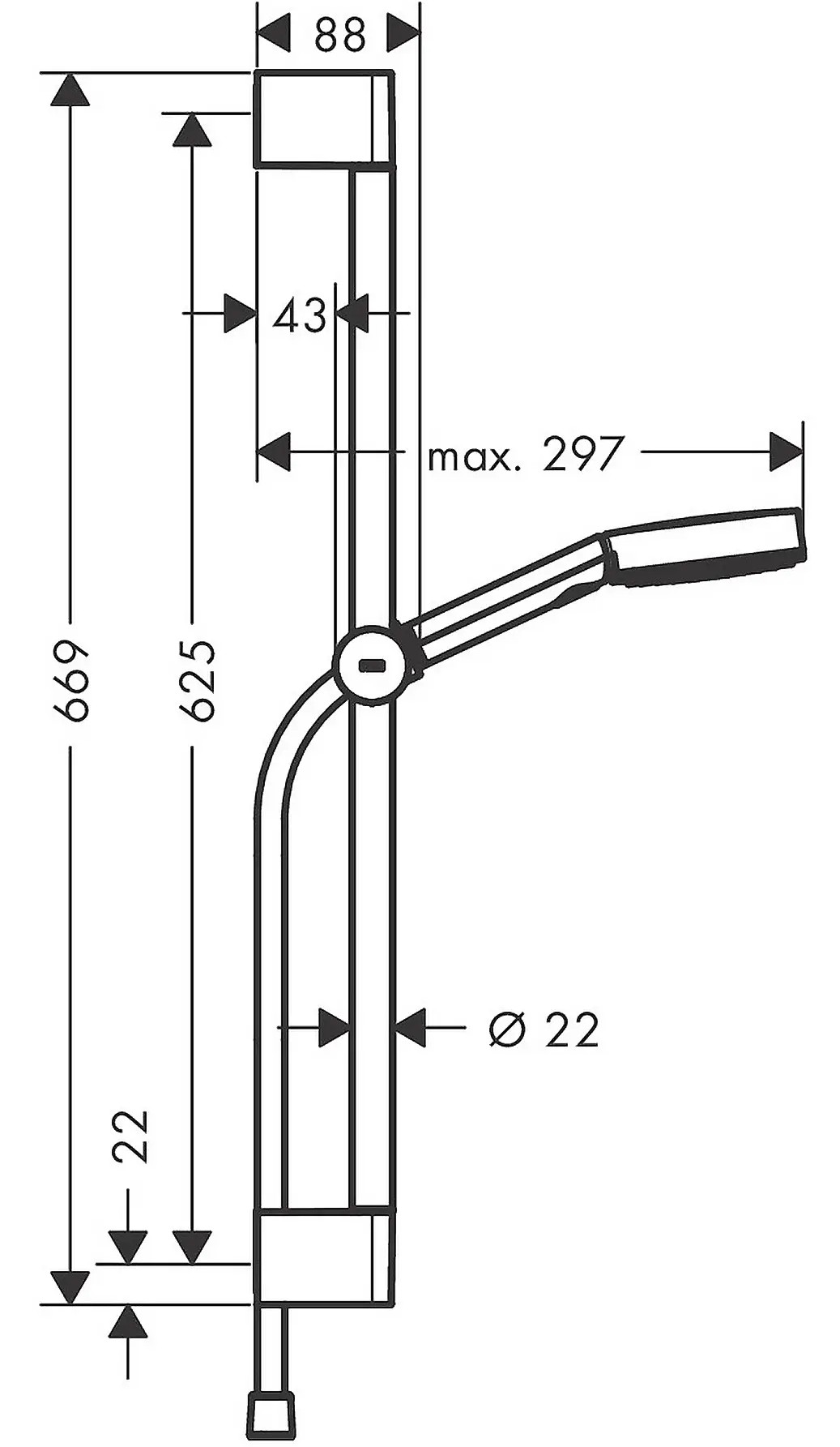 Hansgrohe Pulsify Select 24161000 Габаритные размеры