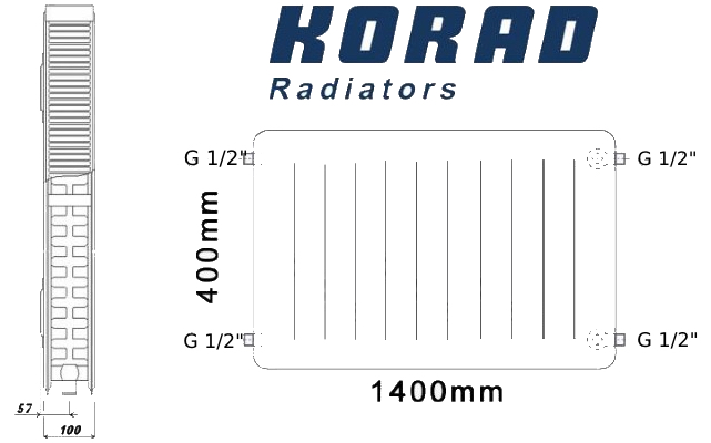 в продажу Радіатор для опалення Korad 22K 400x1400 (K00224014009016011) - фото 3