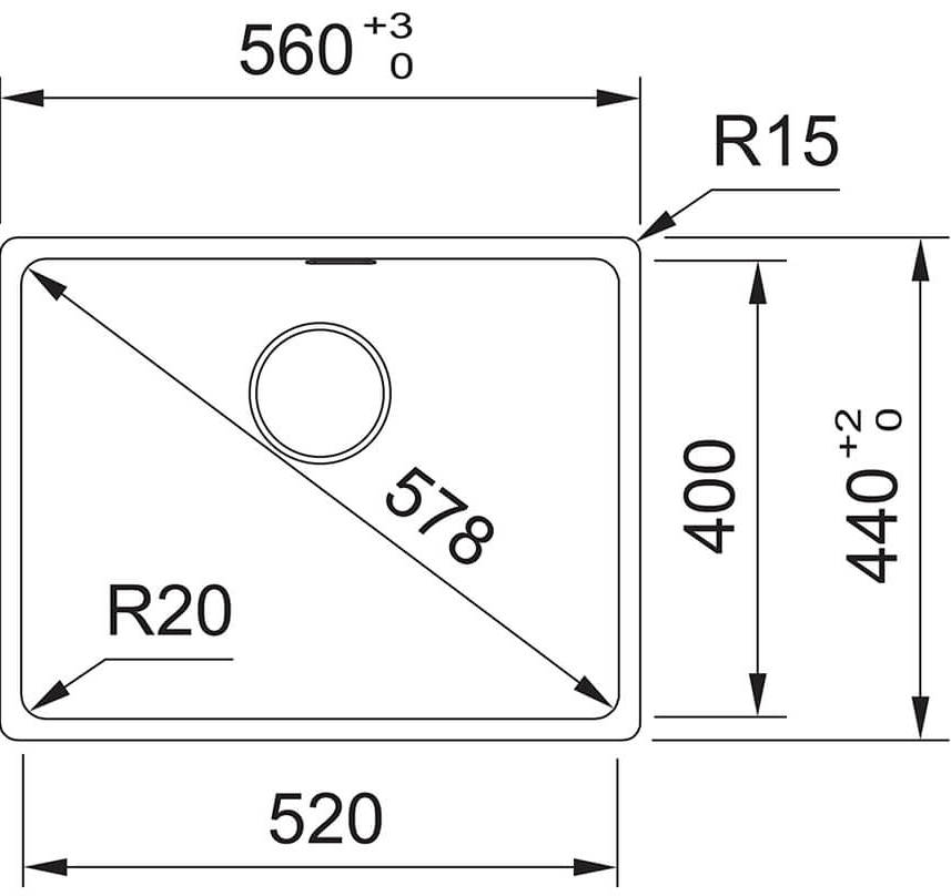 Franke Maris MRG 610-52 (114.0668.906) Габаритні розміри