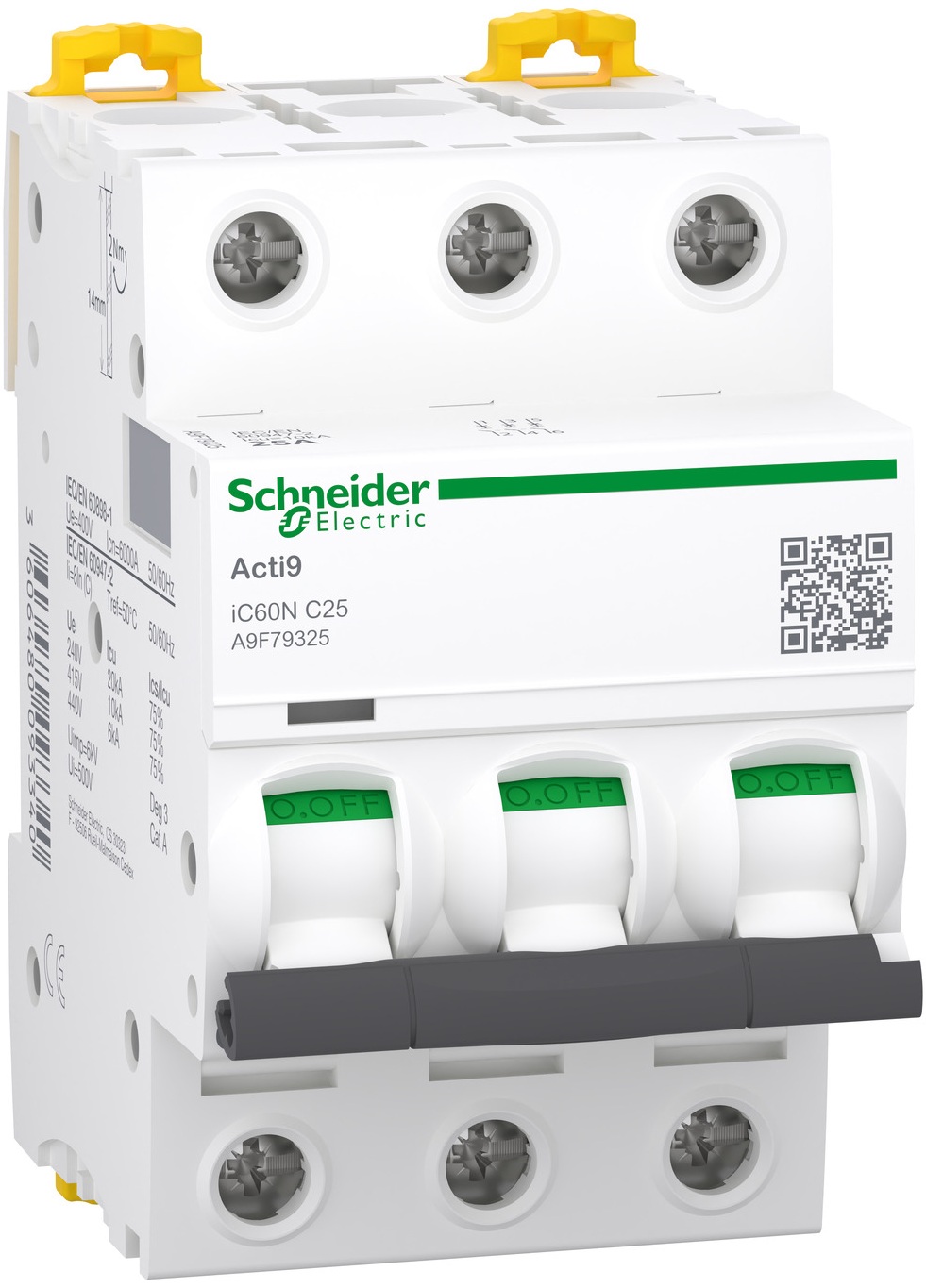 Автоматический выключатель Schneider Electric Acti9 iC60N, 3P, 25A, 6kA, C (A9F79325)