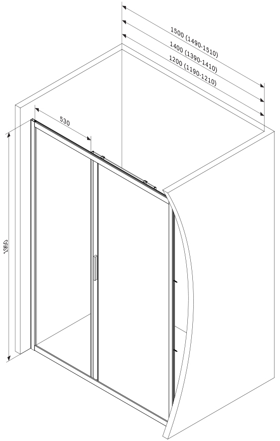 AM.PM Gem W90UG-120-1S-195MT 120х195 Габаритные размеры