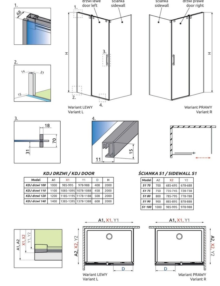 Radaway Espera Pro 53,5x200 (10090100-01-01L) Габаритні розміри