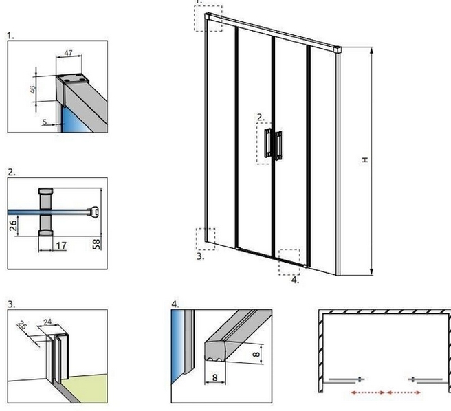 Radaway Idea Black DWD 170x200,5 (387127-54-01) Габаритні розміри