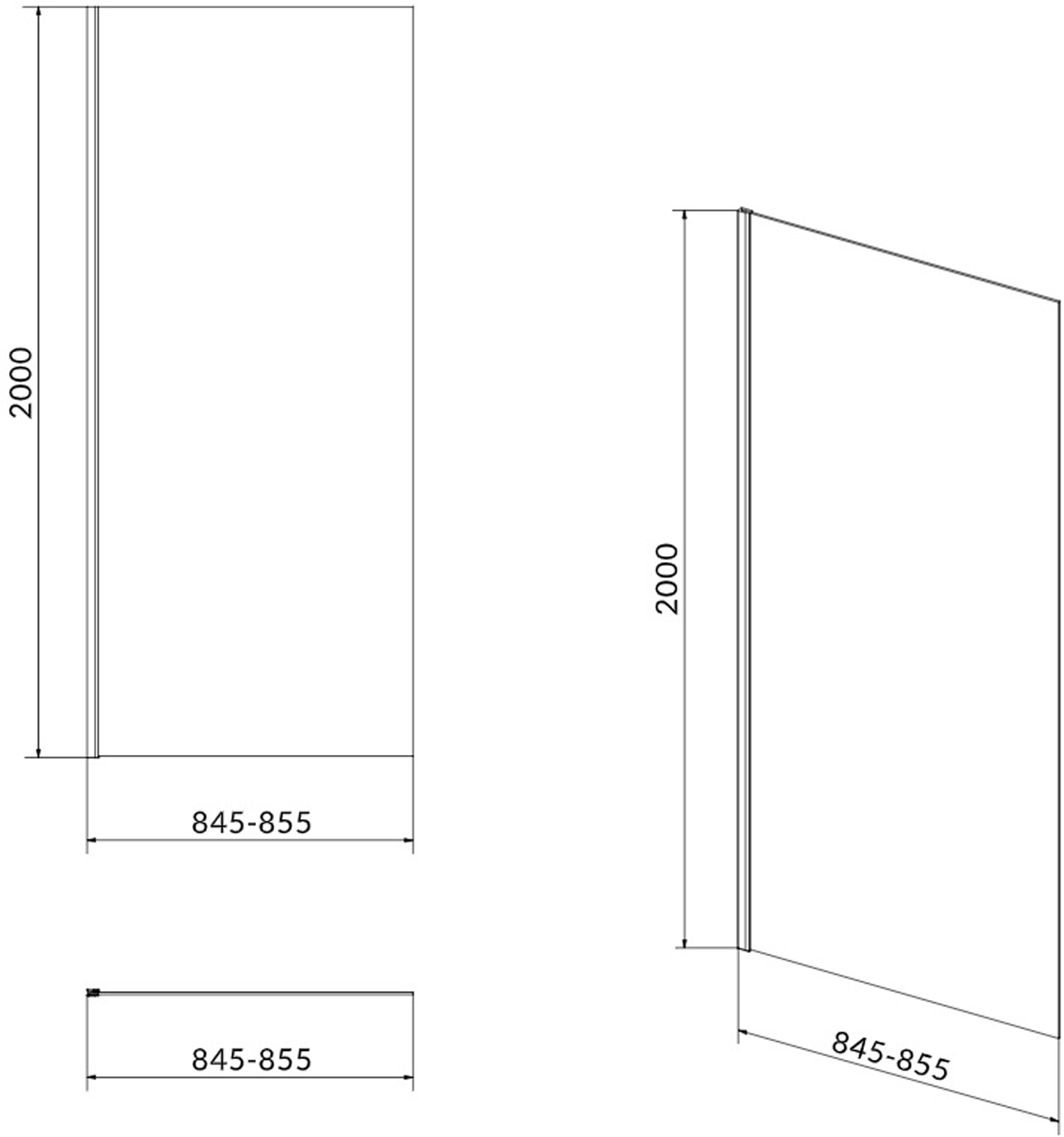 Cersanit Crea S159-010 90x200 Габаритные размеры