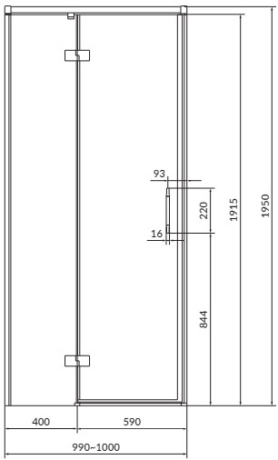 Cersanit Larga S932-125 100х195 Габаритные размеры