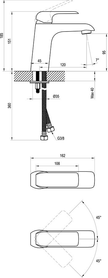 Ravak Flat FL 014.00 (X070118) Габаритные размеры