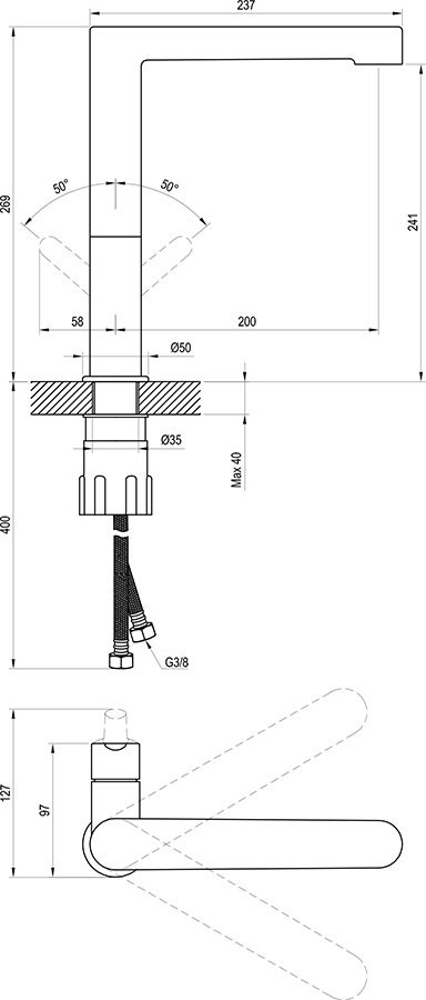 Ravak Puri PU 016.20 (X070183) Габаритные размеры