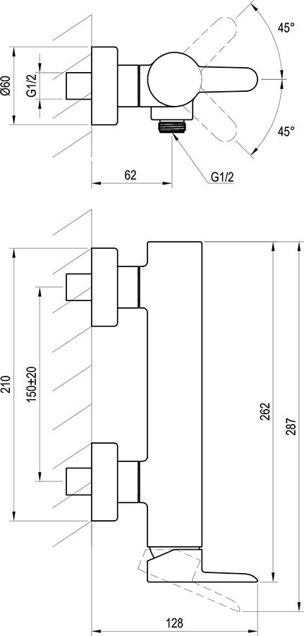 Ravak Puri PU 032.00/150 (X070145) Габаритные размеры