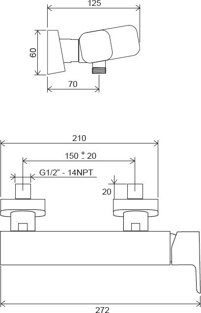 Ravak 10° Free black TD F 032.20/150 (X070153) Габаритные размеры