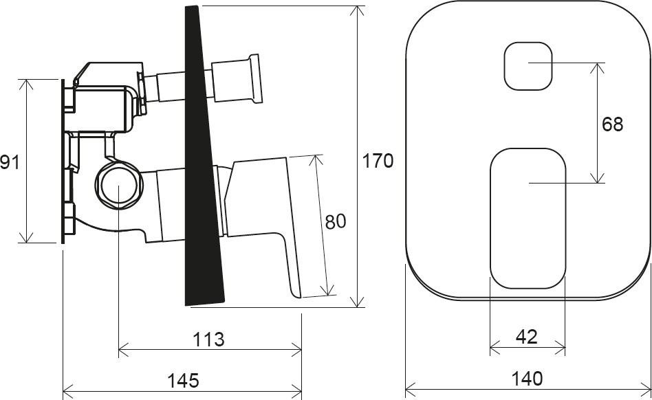 Ravak 10° Free black TD F 065.20 (X070158) Габаритні розміри