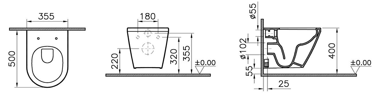 Vitra Integra 7040B003-0075 Габаритні розміри