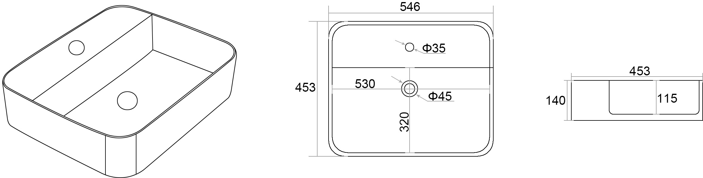 Imprese I-form 55*45*14 см (с06010603-55) Габаритні розміри